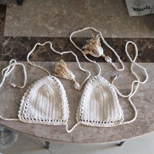 She Made Me  Crochet Bikini Top in Cream Please See Pictures